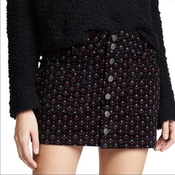 FREE PEOPLE Joanie Printed Cord Skirt - Picture 2 of 10